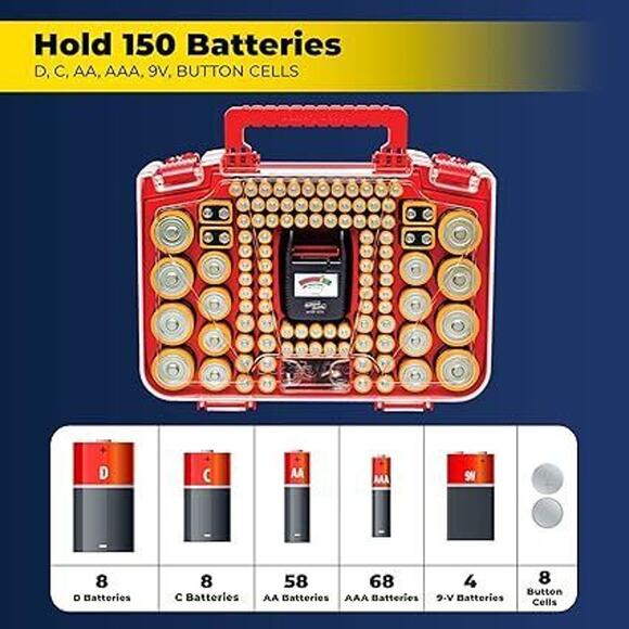 Battery Daddy Battery Caddy Organizer with Storage Case and Tester Holds 150 - Picture 7 of 7